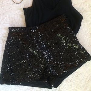 Black Sequin Shorts